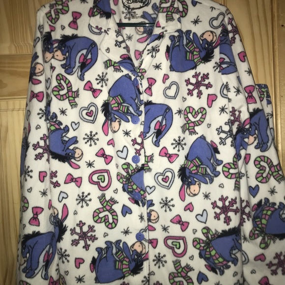 Disney “Eeyore” winter holiday snowflake 2 piece fleece pajama set size XL - Picture 2 of 4